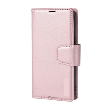 iPhone 16 Pro Compatible Case Cover With Leather Flip Wallet - Rose Gold